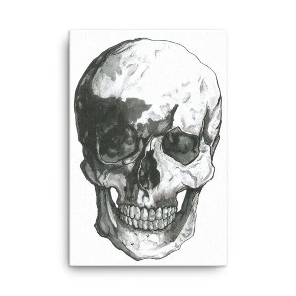 Skull Black Ink Canvas by Robert Bowen