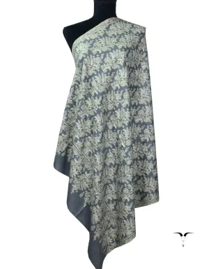 Spruce Blue Pashmina Embroidered Jamavaar Shawl 5585