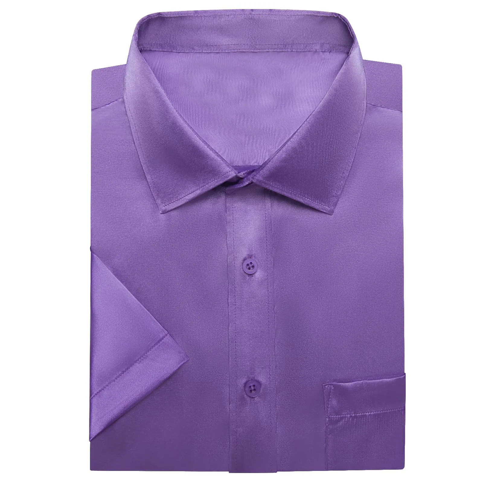 Ties2you Dress Shirt Design Orchid Purple Solid Mens Short Sleeve Button Up Shirt