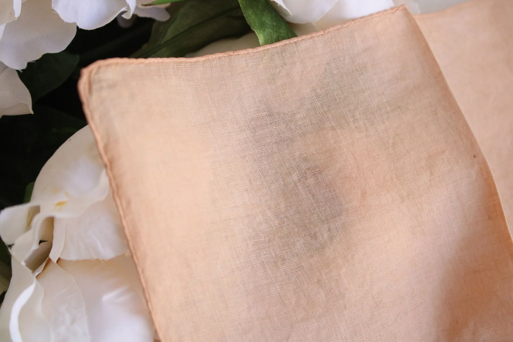 Vintage 1930s Pink Natural Plant Hand Dyed Embroidered Hankie