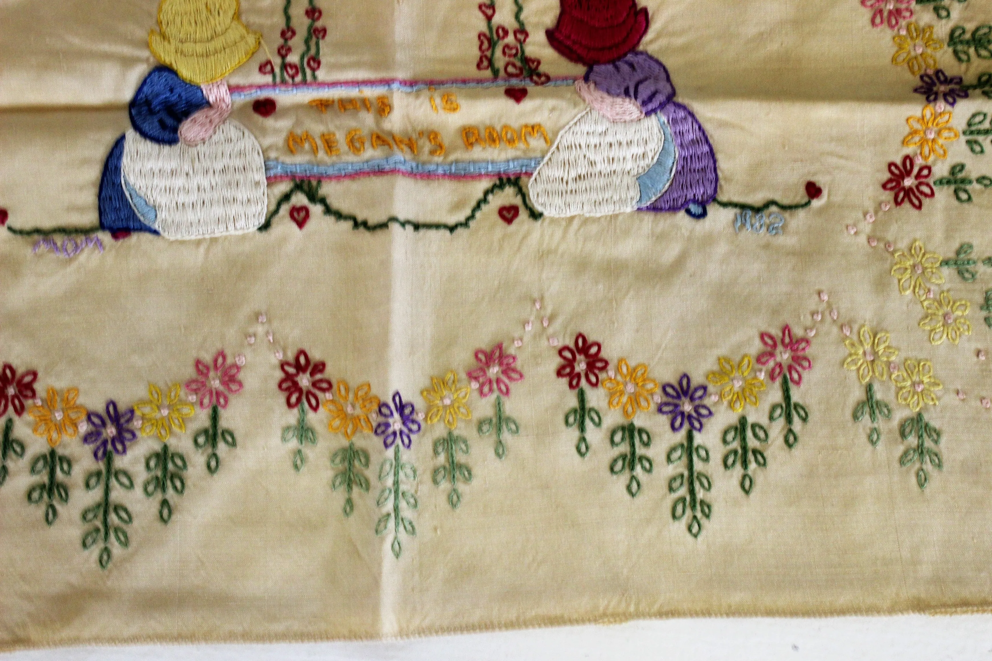 Vintage 1980s Embroidery Sampler Finished with Megans Room