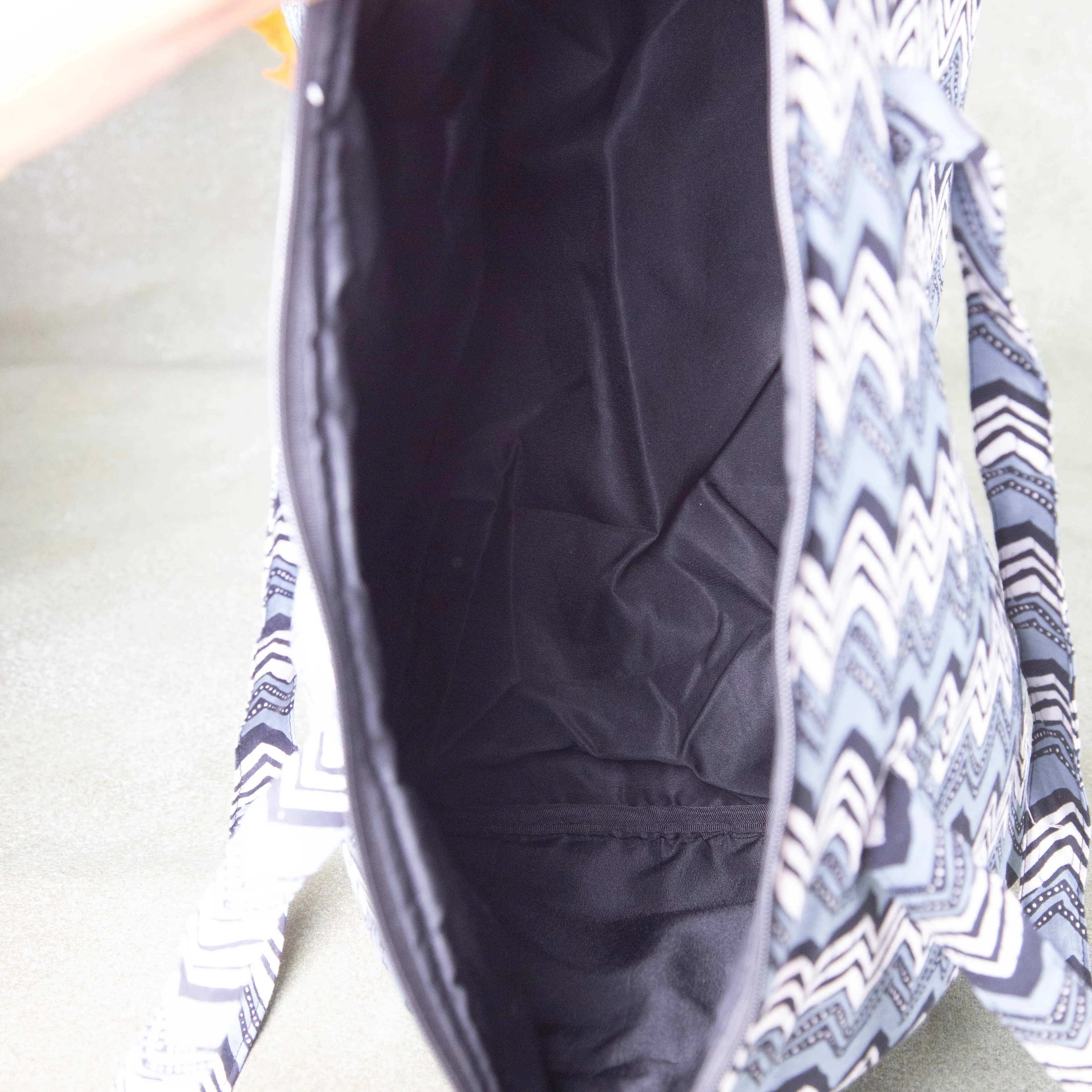 Weekender Travel Bag Black Colour with White Flower Design.