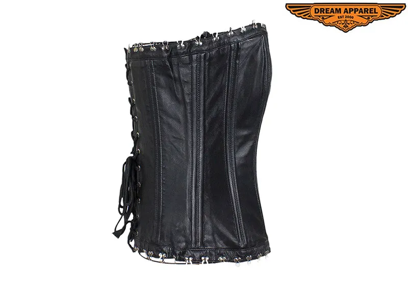 Women's Hook & Eye Lambskin Leather Corset