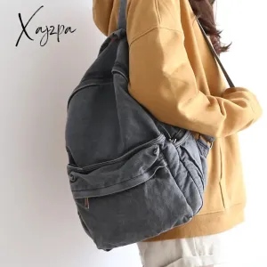 Xajzpa - Retro Distressed Canvas Gray Backpack Boy Girl Cute College Female Book Travel Backpacks Cool Laptop Lady Student Ruckpack Bags