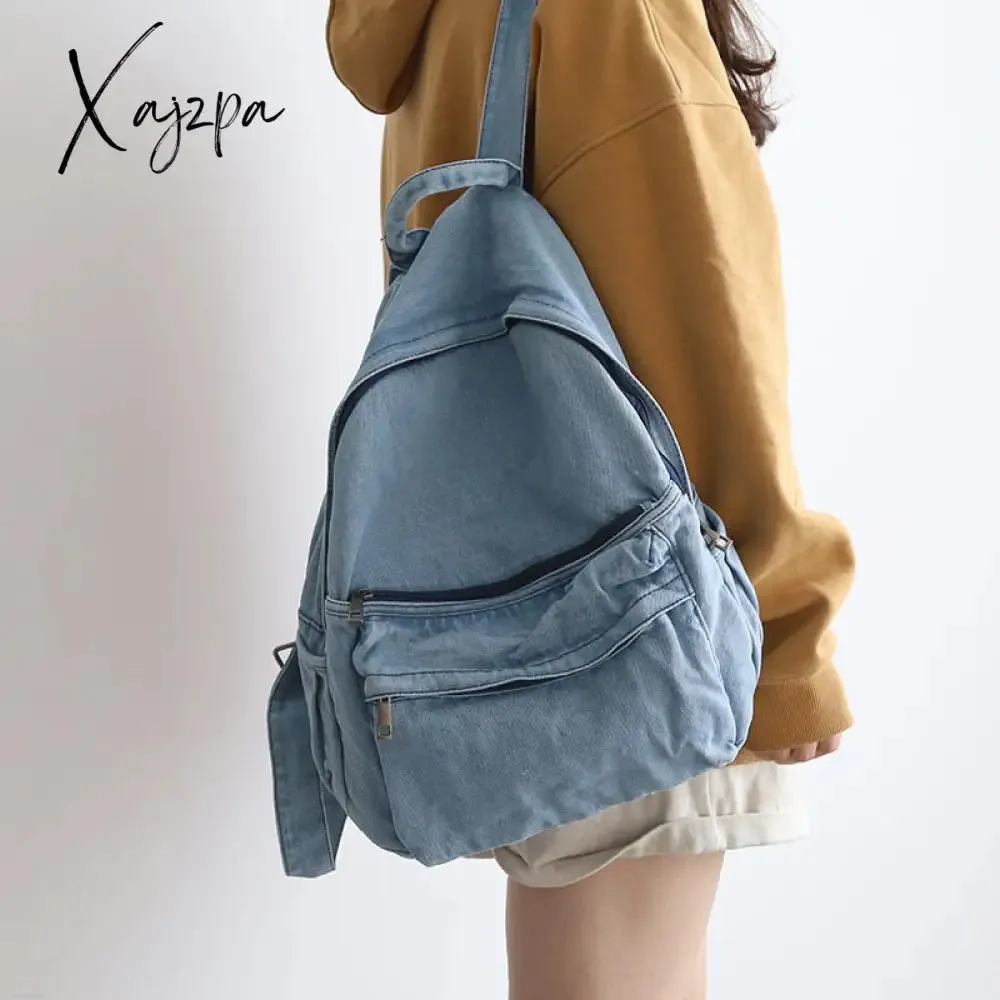Xajzpa - Retro Distressed Canvas Gray Backpack Boy Girl Cute College Female Book Travel Backpacks Cool Laptop Lady Student Ruckpack Bags
